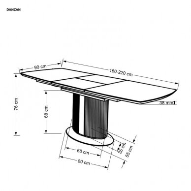 Išskleidžiamas marmurinis valgomojo stalas dancan 8
